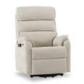 Irene House 9188S Pro small power lift recliner in cream white chenille, 45-degree view with the seat raised