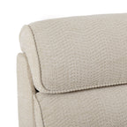 Close-up of the adjustable headrest on the Irene House 9188S Pro in cream white chenille