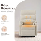 Irene House 9188S Pro in cream white chenille showing four-point vibration massage and dual-zone heating at the lumbar and seat