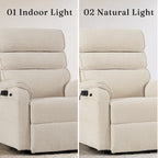 Irene House 9188S Pro cream white chenille upholstery compared under indoor light and natural light