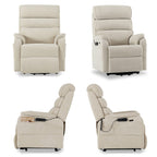 Irene House 9188S Pro in cream white chenille shown from four angles — front, side, upright and reclined