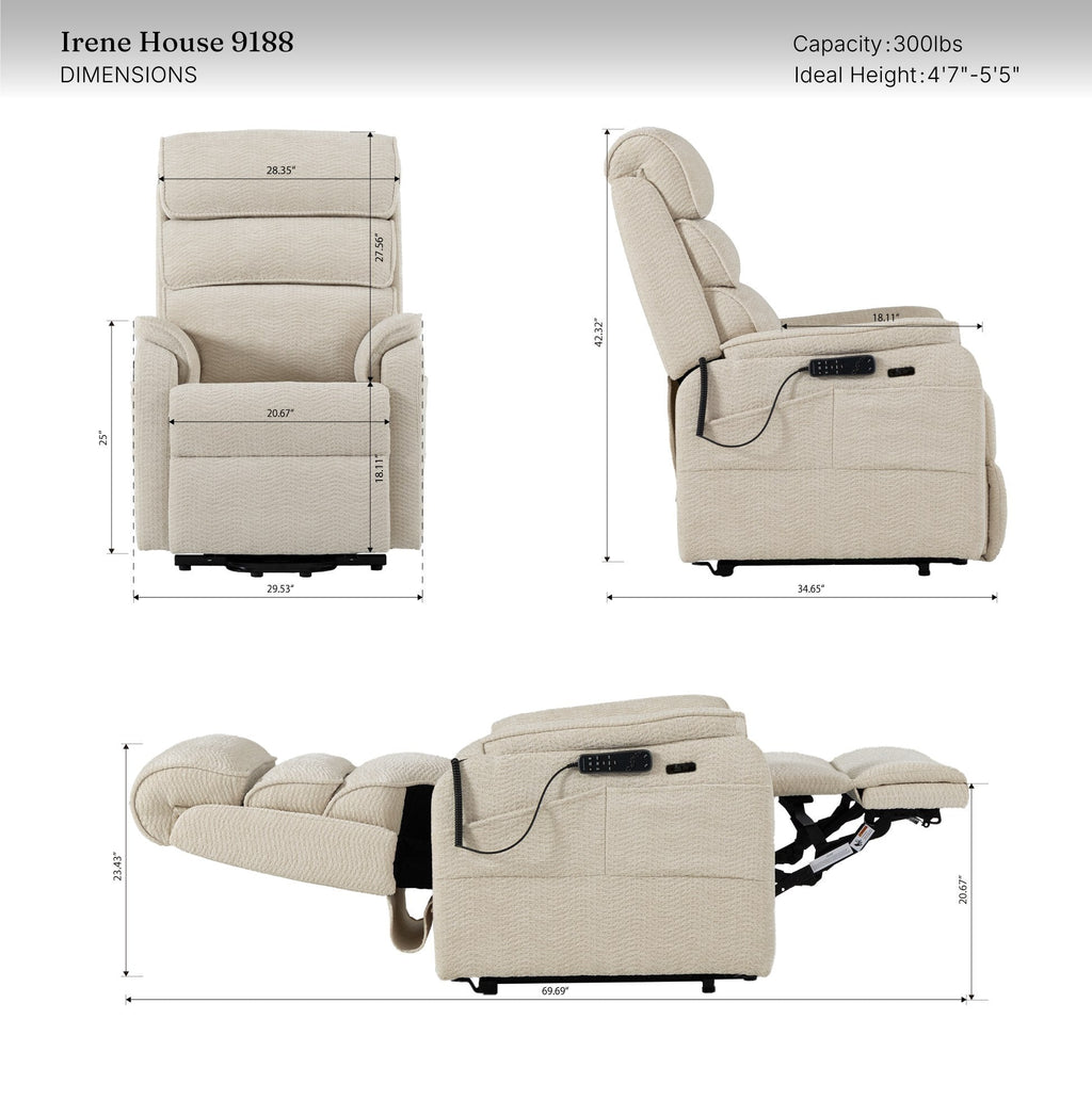 Irene House 9188S Pro dimensions — 300 lb capacity, for users 4 foot 7 to 5 foot 5, 20.67 inch seat width, 29.53 inch overall width, 42.32 inch height, 34.65 inch depth