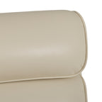 Close-up of the adjustable headrest on the Irene House 9188S Pro in cream white breathable faux leather