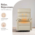 Irene House 9188S Pro in cream white breathable faux leather showing four-point vibration massage and dual-zone heating at the lumbar and seat