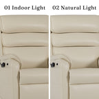 Irene House 9188S Pro cream white breathable faux leather upholstery compared under indoor light and natural light