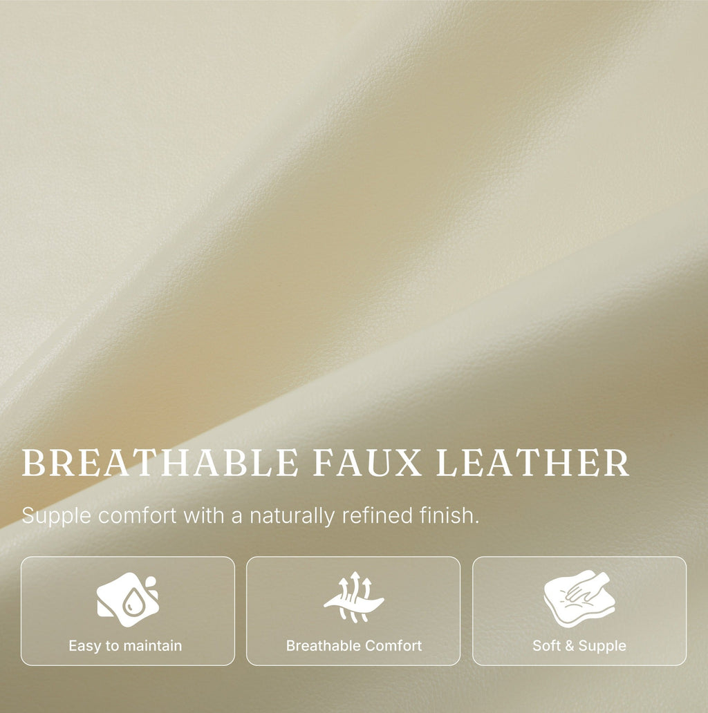 Breathable faux leather used on the Irene House 9188S Pro in cream white — easy to maintain, soft and supple