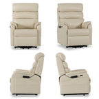 Irene House 9188S Pro in cream white breathable faux leather shown from four angles — front, side, upright and reclined