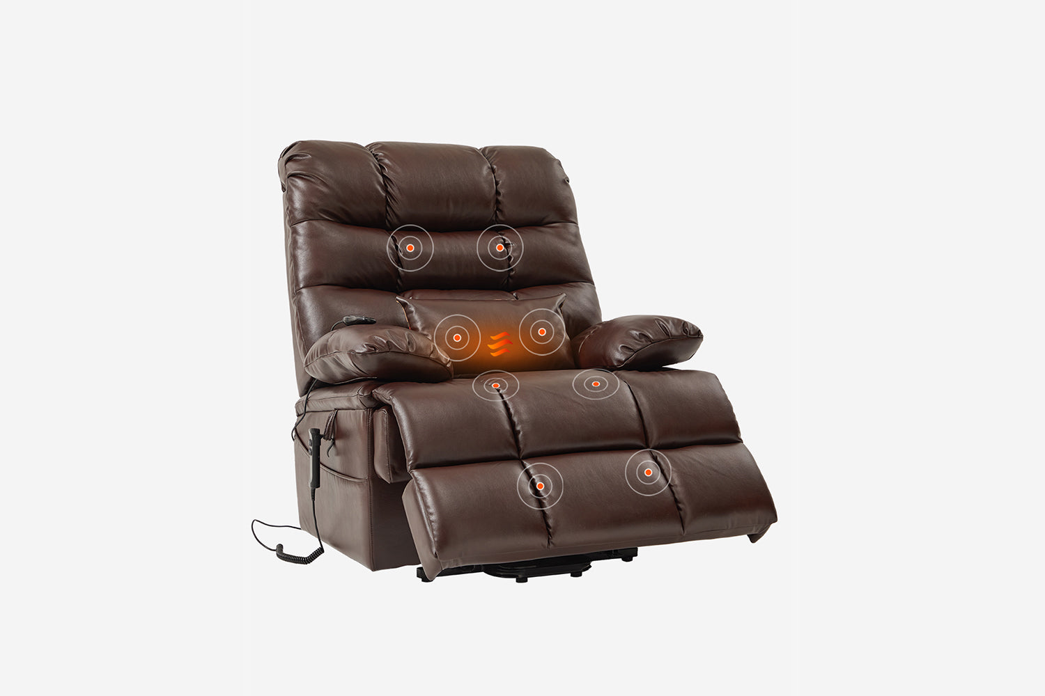 Heat & Massage
4 Point Massage
8 Vibration Modes
3 Vibration Intensities
Lumbar Heating
Selectable Massage Positions