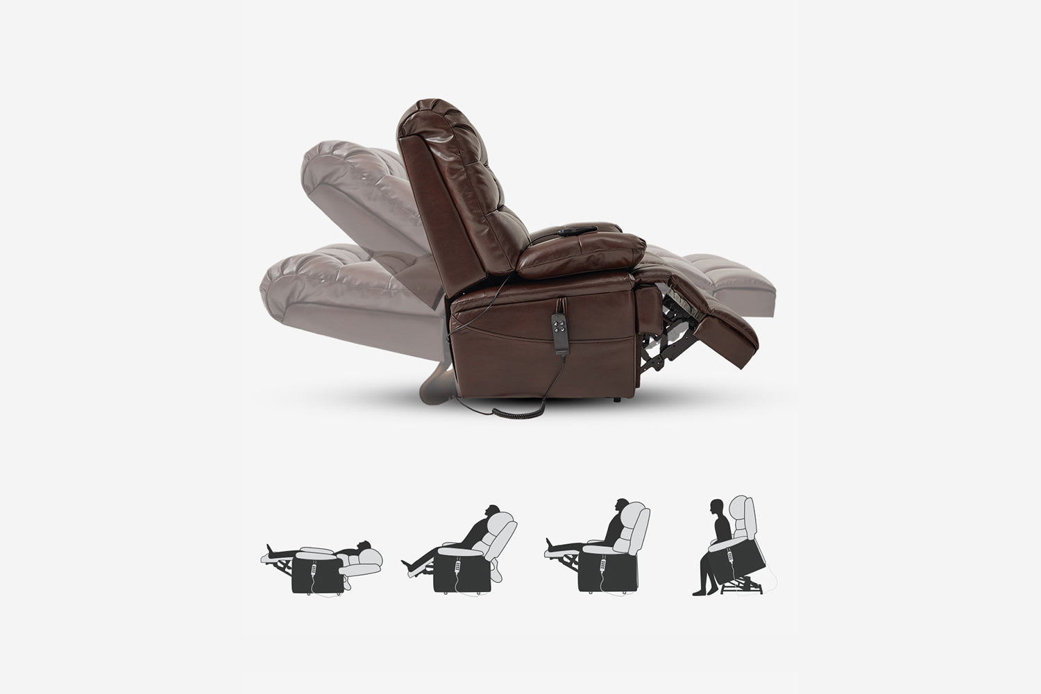 Tailor your comfort to perfection. With infinite positioning control, glide effortlessly from an upright posture for reading or socializing to a recline position for deep relaxation. Every angle is customizable, offering targeted support for your back, legs, and neck—no matter your activity.