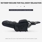 Irene House 9205 EWT500 dark blue top grain leather reclined to 165 degrees for full-body relaxation, built for big and tall users up to 500 lbs