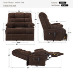 Irene House 9205 EWT500 dimensions chart: 500 lb weight capacity, big and tall sizing, reclines from 105 to 165 degrees
