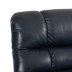 Close-up of the pillow-top arm on the Irene House 9205L Pro in top grain dark blue leather