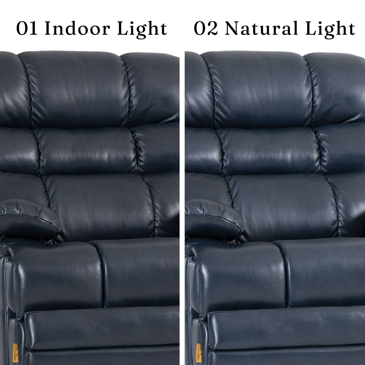 Irene House 9205L Pro top grain dark blue leather compared under indoor light and natural light
