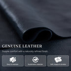 Genuine top grain leather in dark blue used on the Irene House 9205L Pro — easy to maintain, soft, supple and durable