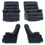 Irene House 9205L Pro in top grain dark blue leather from four angles — front, side, upright and reclined