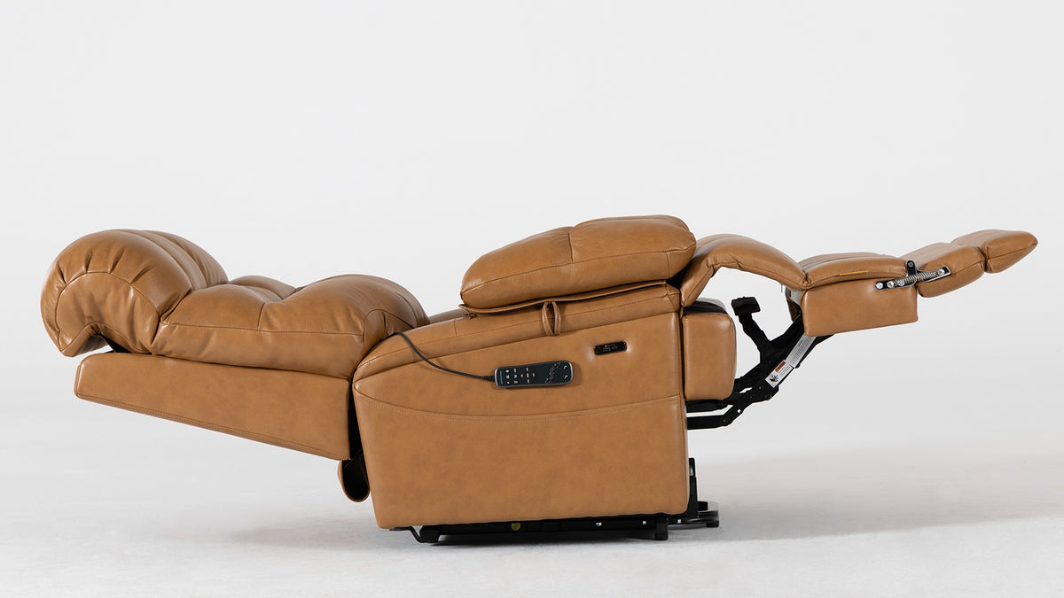 Irene House 9205L Pro reclined fully flat at 180 degrees on white, showing the extended footrest and headrest