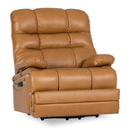 Irene House 9205L Pro big and tall power lift recliner in top grain yellow brown leather, 45-degree front view on white
