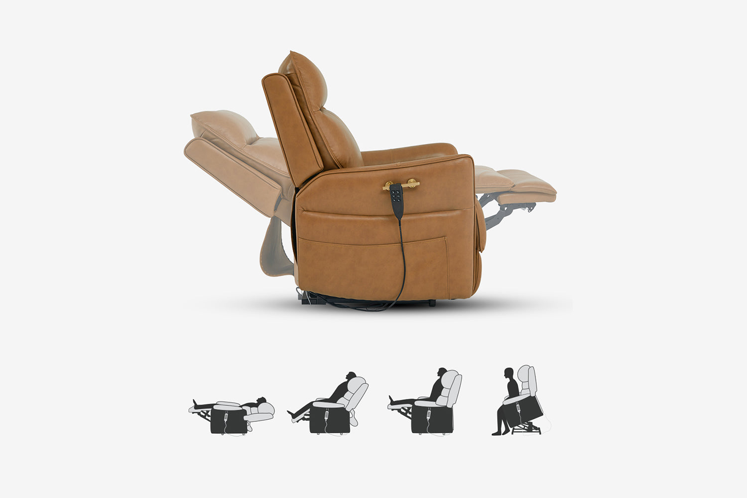 9219 Medium Top Grain Zero Gravity Power Lift Chair - Four Motor, Heat Massage