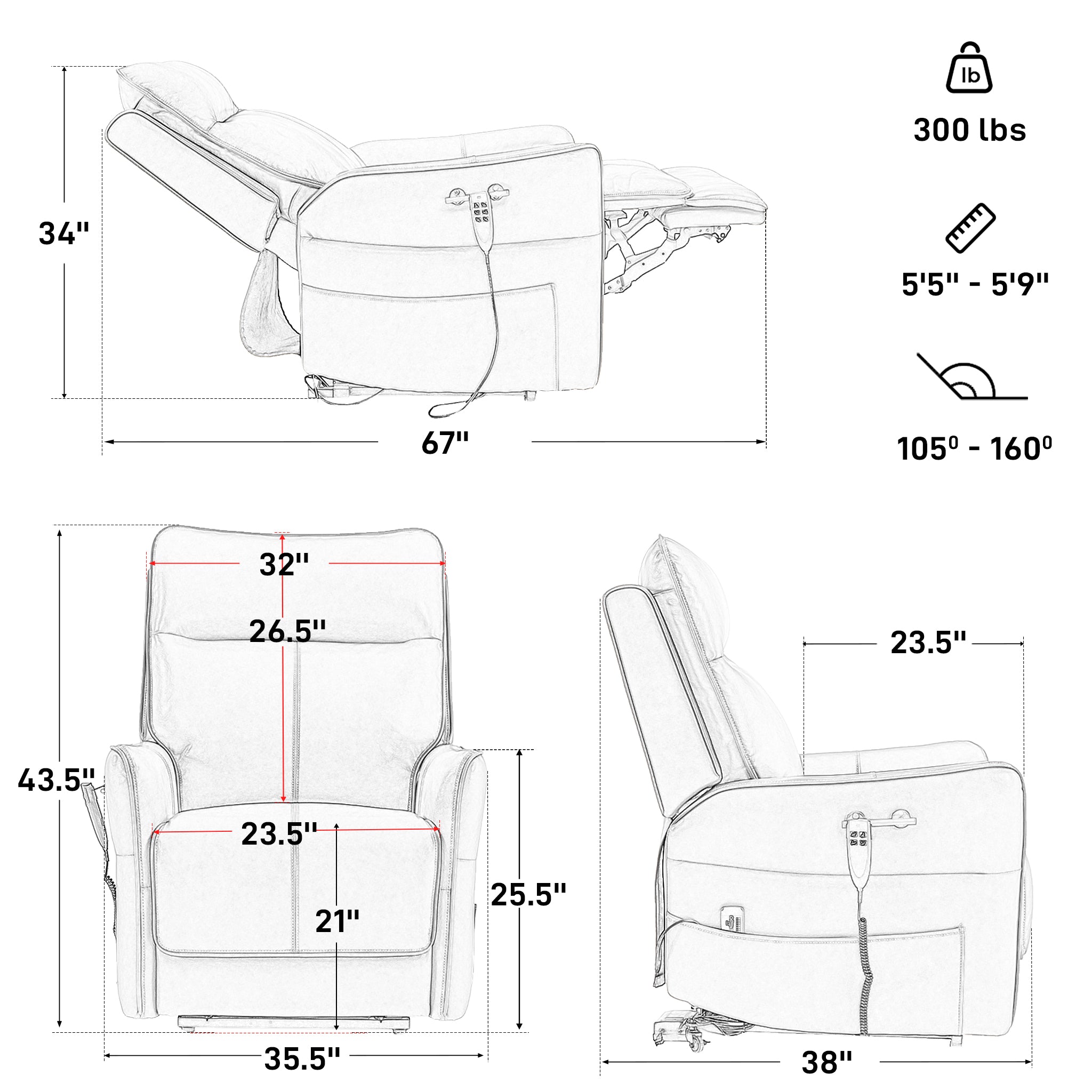 Zero Gravity Power Lift Recliner With Heat & Massage Infinite