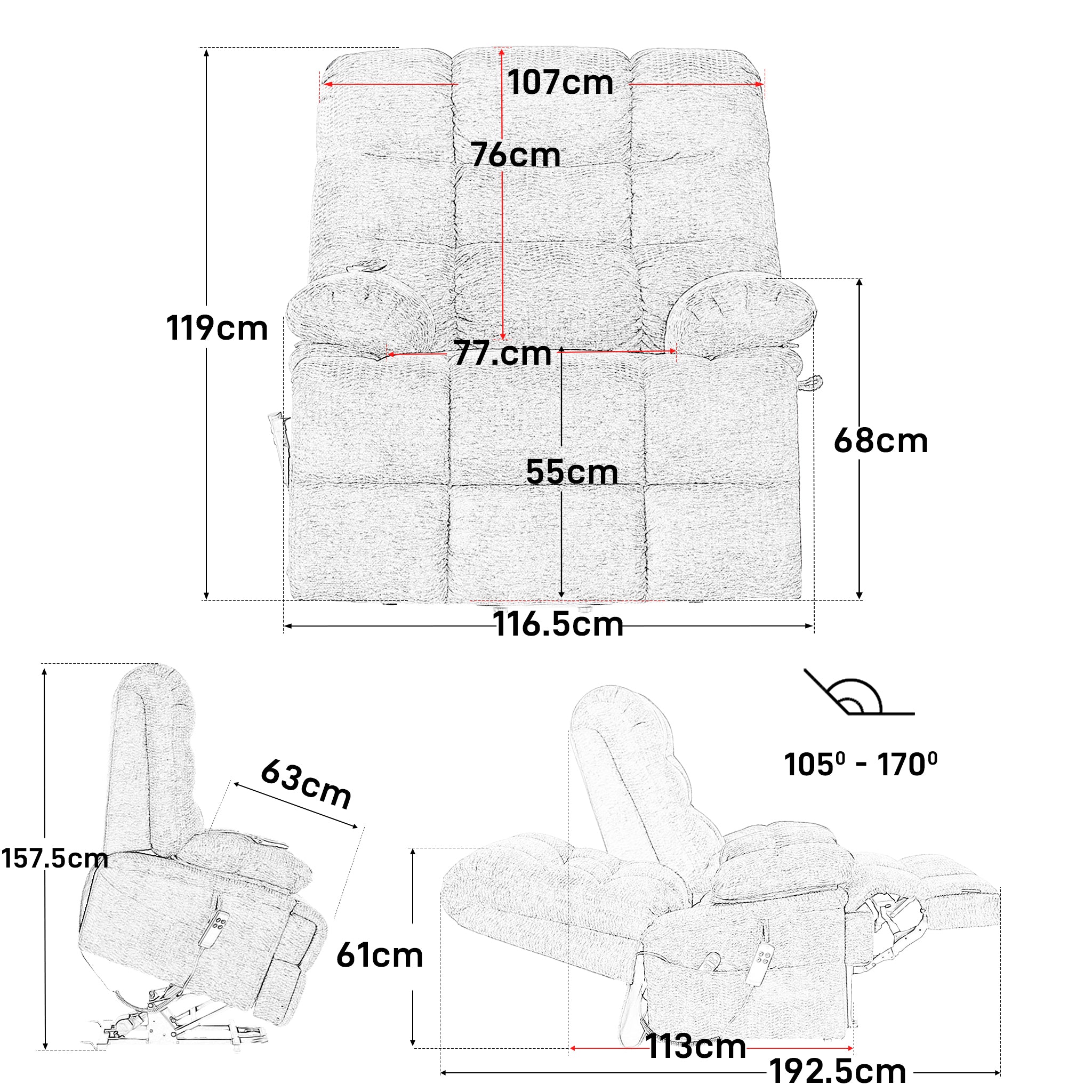 9505 dimenssions