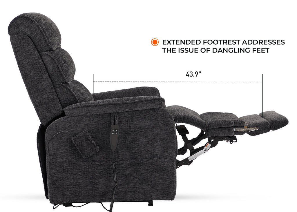 Recliner Chair Big And Tall With Extended Footrest, Wide Seat, Lay Flat