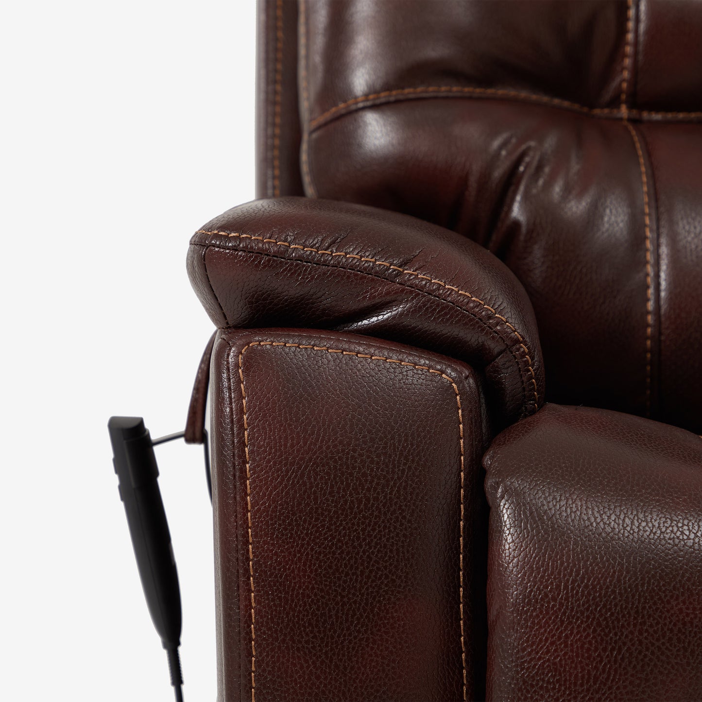 9206 Power Lift Recliner(Large, Faux Leather Red Brown)