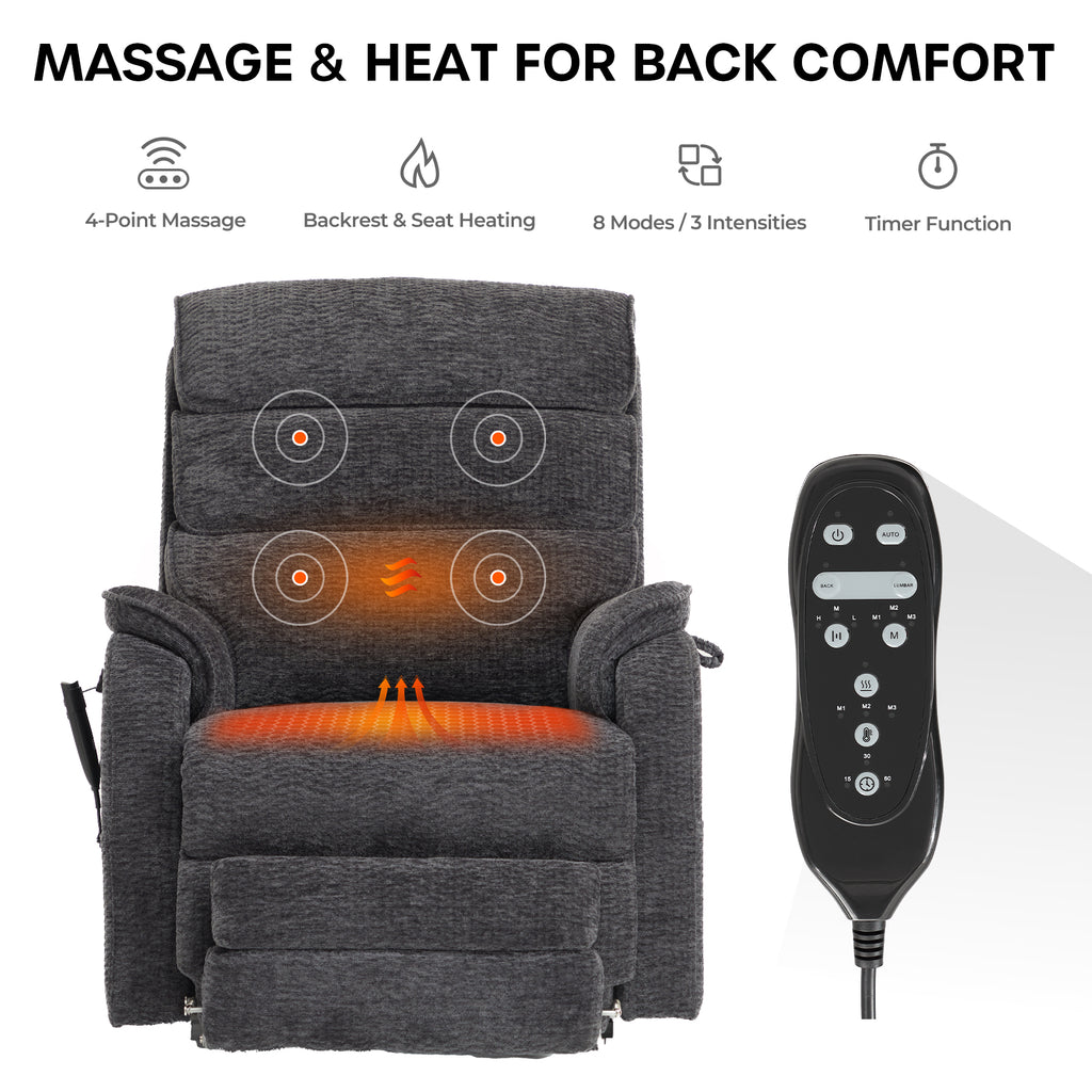 Lift Chairs For Tall People With Extended Footrest and Heat & Massage