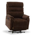 Irene House 9188E Pro oversized power lift recliner in dark brown chenille, raised in the lift position that helps you stand up