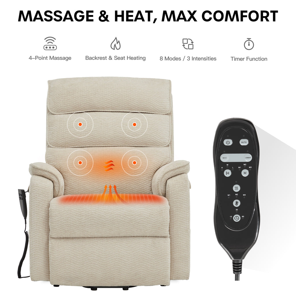 Oversized Lift Chair With Heat And Massage(Infinite Positions)
