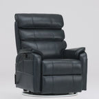 Irene House 9188 Pro Medium triple-motor power lift recliner 360-degree spin, dark blue top-grain leather