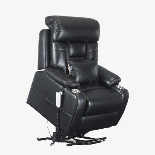 9181 Black Recliner With Power Lumbar Support(Lay Flat)
